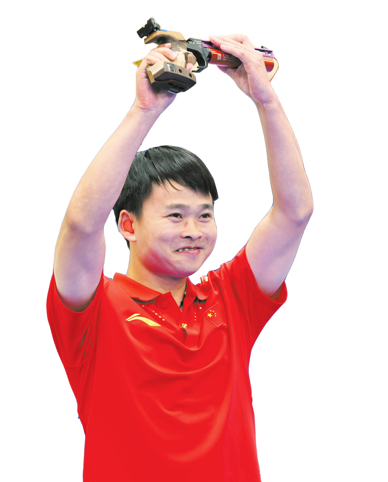新华社记者 赵丁喆 摄据新华社电 拿到巴黎奥运会男子10米气手枪冠军